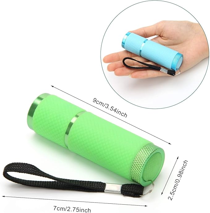 AHIER 9 LED Glow in Dark Flashlights, 4 Pack Rubber Coated Small Flashlights with Straps, Portable Handy Lights for Camping, Hiking, Indoor, Assorted Colors
