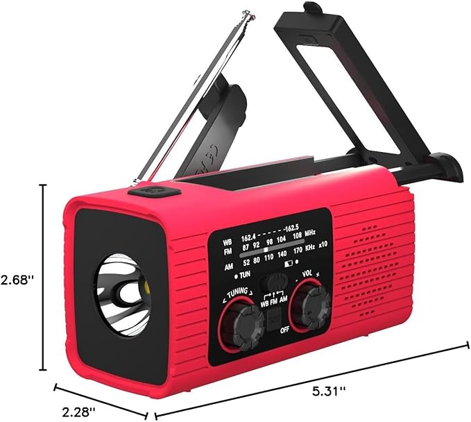NITIGO Emergency Weather Radio, 4000mAh NOAA Weather Alert Radio Solar Charging, Hand Crank & USB Charged, AM/FM with LED Flashlight, Reading Lamp, SOS Alarm, Headphone Jack for Outdoor Indoor