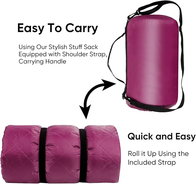 Waterproof Camping Blanket w/Sherpa Lining, Large Stadium Blankets for Outdoor Cold Weather, Windproof Emergency Throw, LightWeight and Warm for Hiking, Dog, Picnic, Washable, 67”X 87” (Purple, 1PCS)