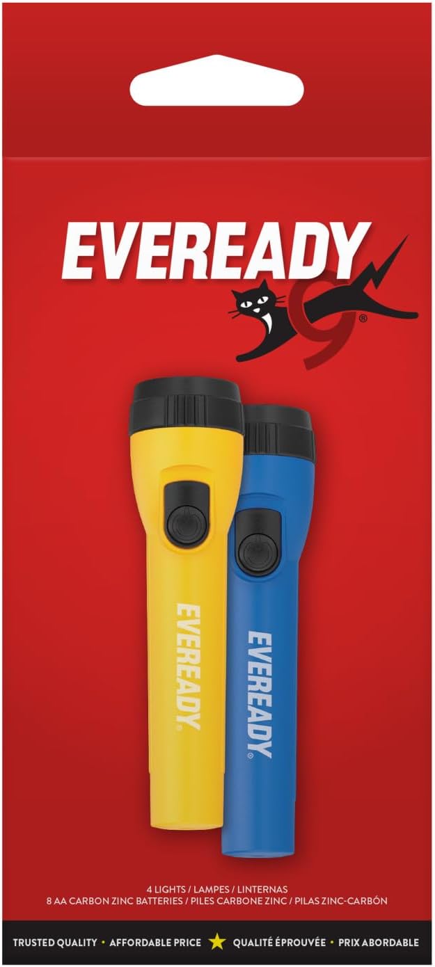 Eveready LED Flashlight Bright Reliable Flashlights for General Purpose, Great for Camping, Car, Emergency Storm Power Outage Handheld Flashlight (Batteries Included)