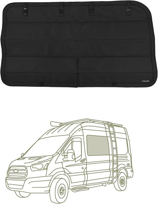 VanEssential Insulated Stealth Blackout Window Cover Designed for Ford Transit High/Medium Roof FW293L CRL Direct Fit Crew Window - Black