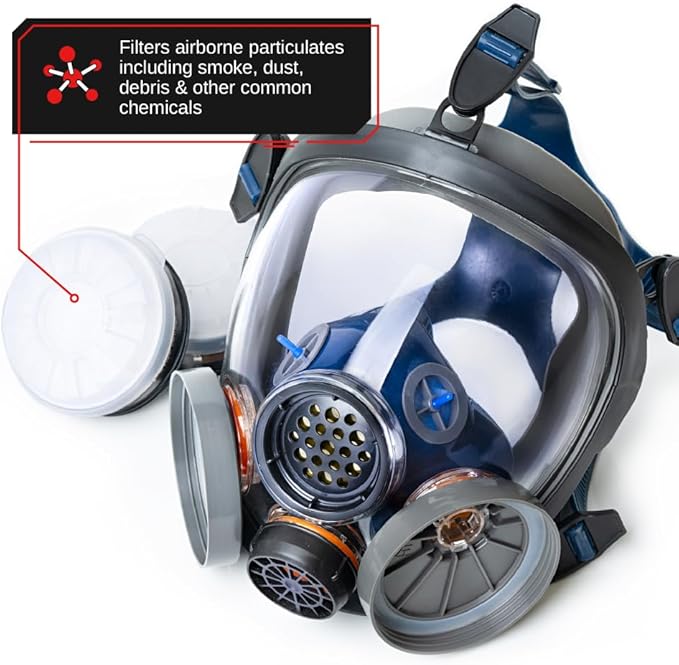 Parcil Distribution Full Face Respirator Mask - Air Purifying, Organic Vapor & Particulate - Industrial Use - CE Tested