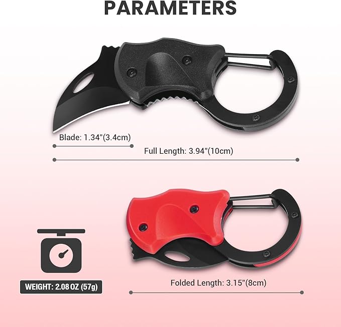 FUNBRO 2 Pack Small Pocket Knife Gifts for Men & Women, Folding Box Cutter, Birthday & Christmas Stocking Stuffers Gifts Idea for Wife Husband Dad Mom (Black & Red)