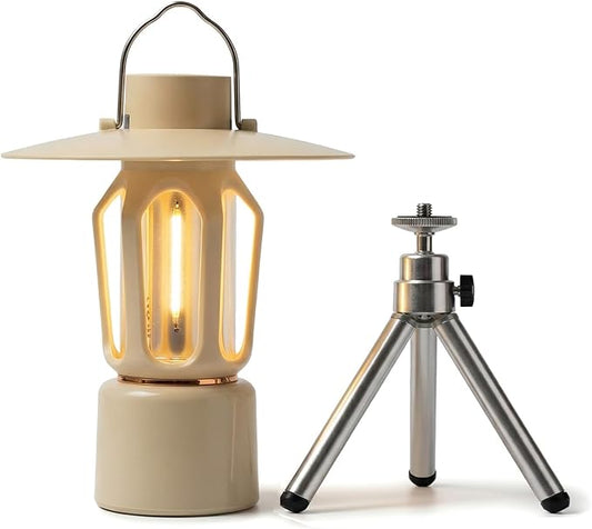 Retro Rechargeable Mini LED Camping Lantern, 400LM 2000mAh, IPX4 Waterproof with Stand/Magnetic Base/Hook, 5 Light Modes, Rechargeable Vintage Small Lantern for Camping, Hiking, Power Outages, Gifts