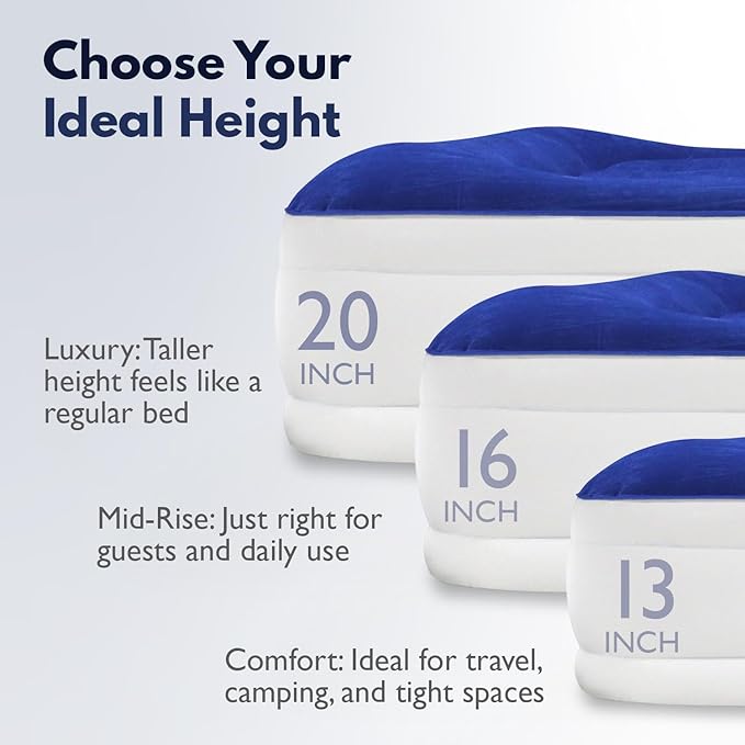 King Koil Luxury Twin Air Mattress with Built-in High Speed Pump for Camping, Home & Guests - Twin Size Double High Airbed Luxury Inflatable Blow Up Mattress Waterproof (1-Year Manufacturer Warranty)