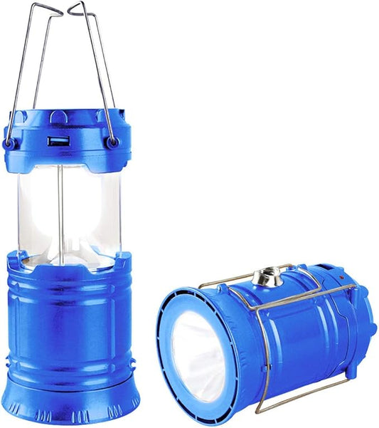 Censinda LED Camping Lantern, Solar and Rechargeable Lantern Flashlight Collapsible and Portable Light for Daily/Camp/Hiking/Night Fishing/Emergency/Hurricanes/Storm(Blue, 1 Pack)