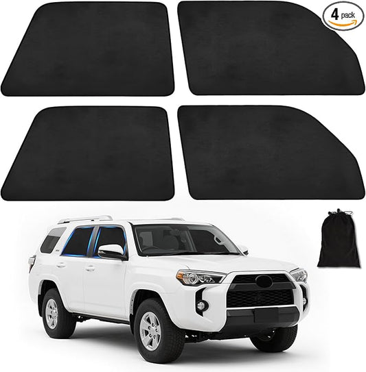 ZATOOTO Car Window Shades for Toyota 4Runner 2017-2024, Custom Fit Suede Car Window Covers for 100% UV & Privacy Protection, Heat Insulation, 4 Packs Side Window Sun Shade for Family Travel, Baby, Pet