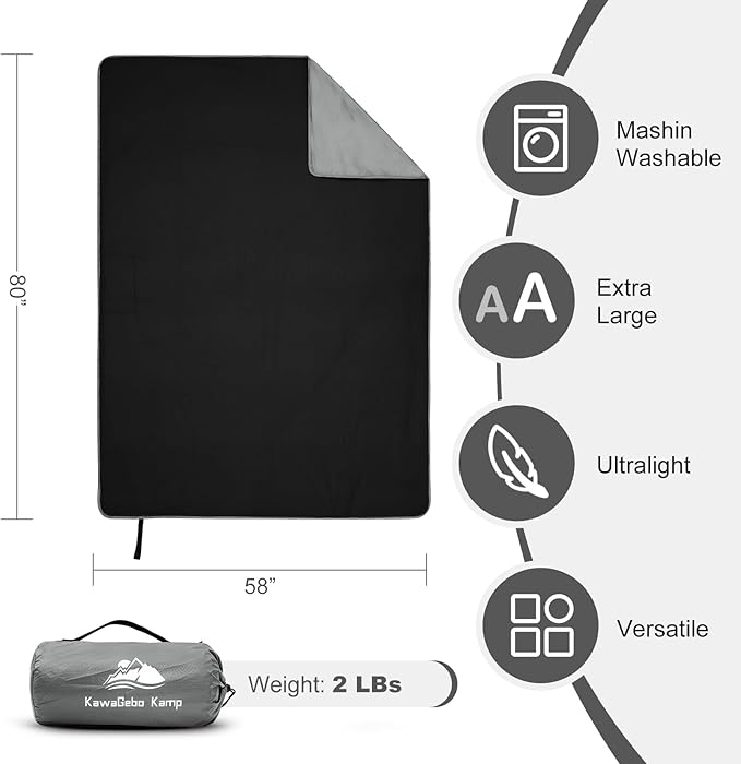Fleece Waterproof Outdoor Blanket - Windproof Stadium Blanket for Camping, Picnics, and Sports Stay Dry and Comfortable 80"x 58"(Gray)