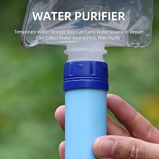 Water Filter, Survival Filtration Portable Gear, Emergency Preparedness, Supply for Drinking Hiking Camping Team Family Outing (2PCS)