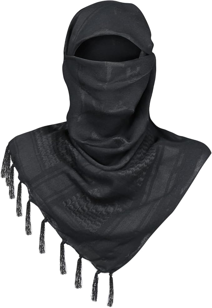 Explore Land Cotton Shemagh Keffiyeh Tactical Desert Scarf Neck Head Wrap with Tassel for Men Women