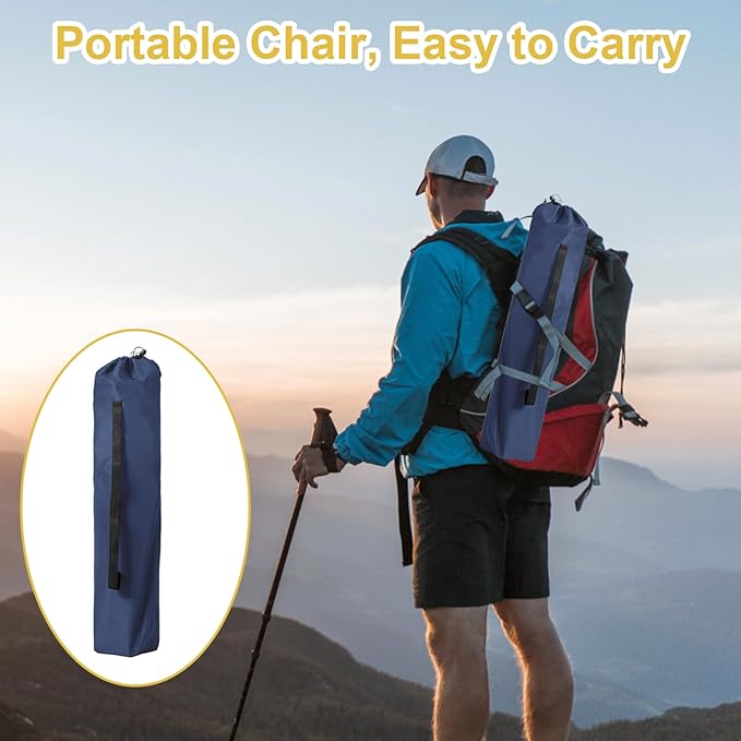 Folding Camping Chair with Cup Holder & Storage Bag, 225lbs Capacity, Large Anti-Sink Feet, Breathable PE Coated Fabric for Outdoor, Hiking, Beach, Fishing, Backpacking, 2PCS Cyan