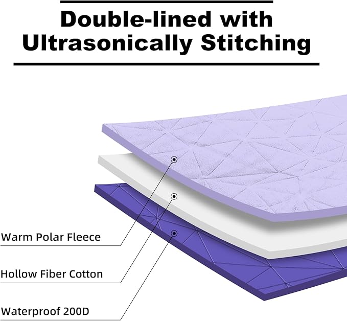 Large Outdoor Waterproof Blanket Extra Thick Fleece Stadium Blanket for Camping, Car, Pet, Picnics - Windproof, Wearable, Machine Washable 80" x 58" (Purple,Hooded)