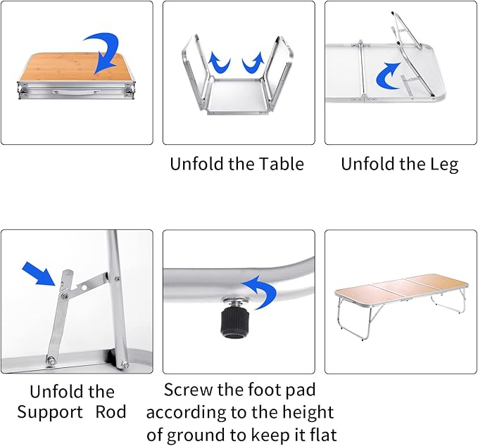 Moosinily Mini Small Camping Table 3FT Folding Picnic Table Foldable Low Camp Table Portable Short Aluminum Outdoor Short Floor Beach BBQ Yellow 35.2×15.7 inch