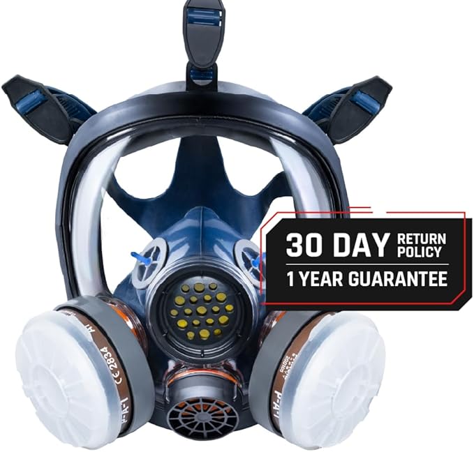 Parcil Distribution Full Face Respirator Mask - Air Purifying, Organic Vapor & Particulate - Industrial Use - CE Tested