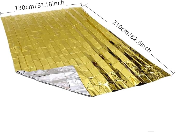 Emergency Mylar Thermal Blankets - Silver Gold Foil Space Blanket Survival Kit for Outdoors, Camping, Hiking(Gold, 12pcs)