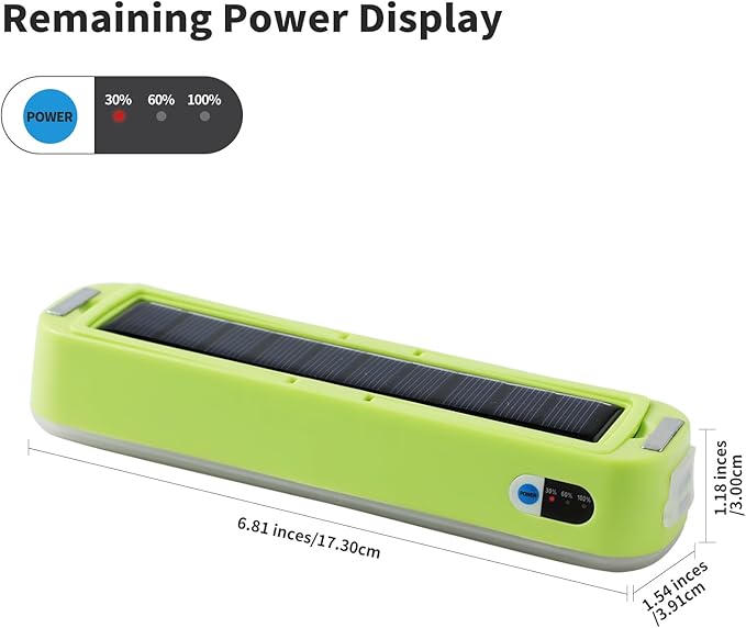 Solar Rechargeable Camping Lantern - 2000 Lumens, 4 Light Modes, Solar & USB Charging (Green)