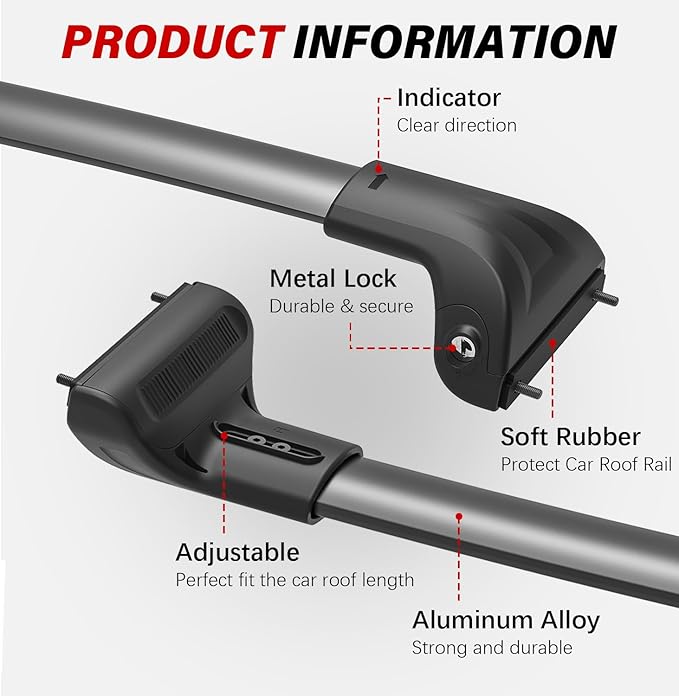 300lbs Roof Rack Cross Bars Compatible with Jeep Compass 2018-2025, Heavy Duty Aluminum Lockable Car Roof Rails Crossbar for Rooftop Cargo Luggage Kayak Canoe Bike Snowboard Black