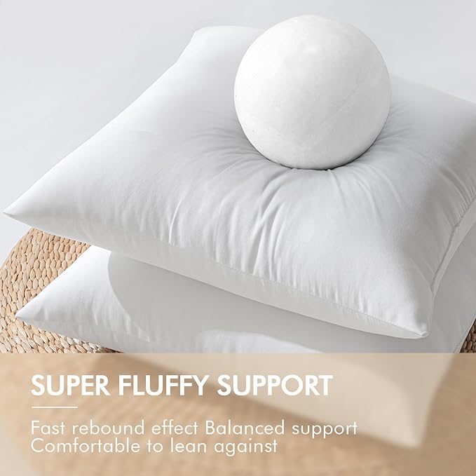 MIULEE Pack of 2 24x24 Inch Outdoor Pillow Inserts Waterproof Decorative Throw Pillow Insert, Square Lumbar Garden Pillow Form for Patio Sofa Couch