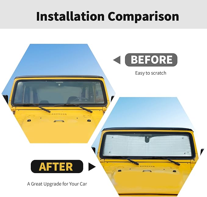 Windshield Sunshade Sun Shade Heat Shield Window Sun Visor Mat for Jeep Wrangler TJ 1997-2006,6PCS