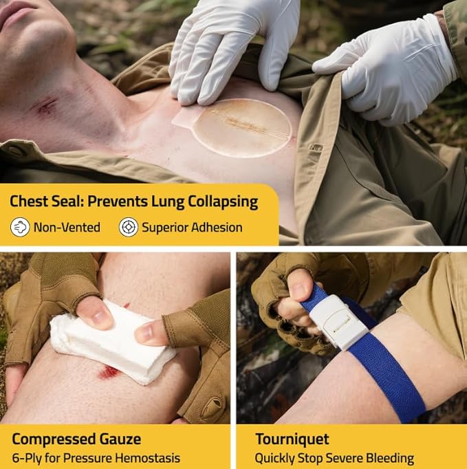 CVLIFE First Aid Kit Survival Emergency Kit IFAK Trauma Kit with MOLLE Pouch, Comprehensive Trauma Care - Ideal for Car, Camping, Hiking, Travel