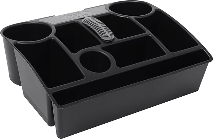 Moblorg Vehicle Seat Organizer Car Storage Caddy with Carrying Handle, 2 Large Cup Holders, 10 Compartments, Hidden Extra Storage, Fits Most Vehicles, Made in USA from Recycled Plastic