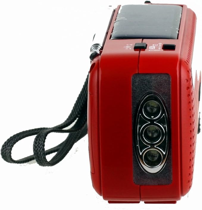 Kaito V1 Voyager Solar/Dynamo AM/FM/SW Emergency Radio with Cell Phone Charger and 3-LED Flashlight, Red