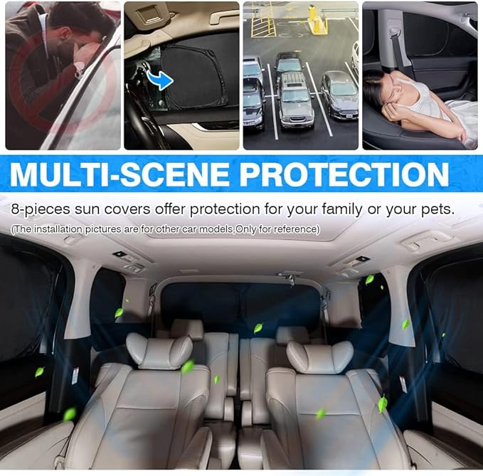 T TGBROS Windshield Sun Shade for Volkswagen ID.4 Crozz 2021-2025 2026 Car Window Shades Thicken UV Block and Blackout Privacy Foldable Sunshades 8PCS Accessories Keep Cool Sun Visor Covers