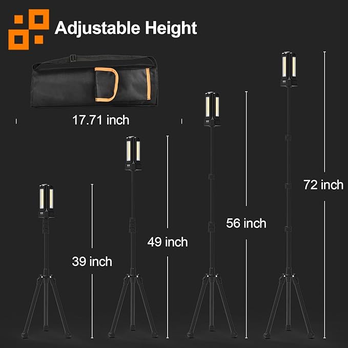 13200mAh Rechargeable Solar Work Light with Folding Stand and Carrying Bag, AODOO 8000 Lumen Stepless Dimmable , White/Warm/Nature White/RED(SOS) with Detachable Tripod (Black(Remote))