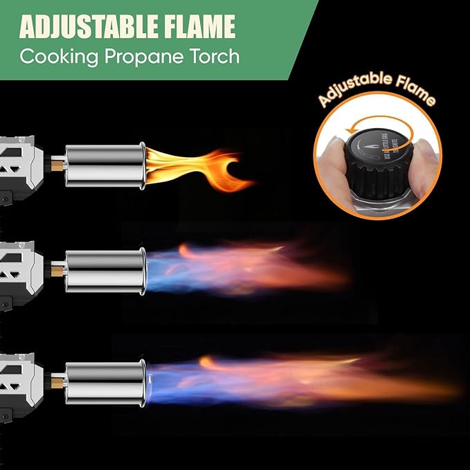 Koackl Powerful Propane Torch Gun 2 Pack, Kitchen Torch with Adjustable Flame, Flamethrower Blow Torch Gun Gas Welding Kits for BBQ, Searing Steak, Camping & Charcoal Torch Lighter(Tank Not Included)