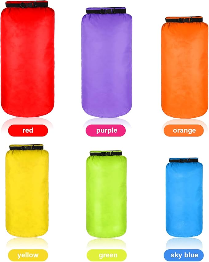 Shappy 6 Pcs Waterproof Dry Bag Set Ultralight Stuff Sack 20/15/10/8/5/3L Backpacking Bag with Long Adjustable Strap Outdoor Keep Gear Dry Sack for Camping Kayaking Boating Hiking Travel