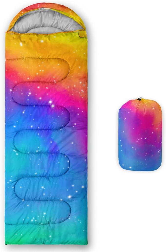 QOOMO Axolotl Cute Camping Sleeping Bags,3 Season Warm & Cool Weather,Lightweight,Waterproof Sleeping Bags for Adults & Kids,Traveling,and Outdoors