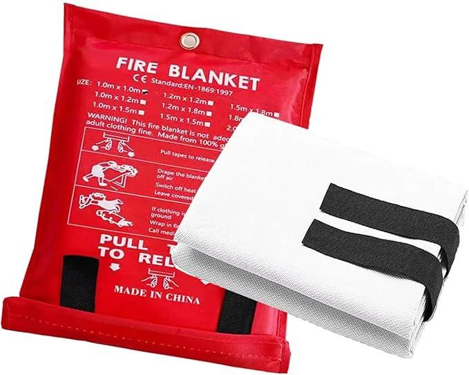 Fire Blankets, 2-Pack 40" x 40"– Emergency Fire Blanket for home & Kitchen Safety – Fire supression, fireproof Blanket for Stove, & Cooking Fires – Fiberglass febric, Heat Resistant Fire Safety Tool