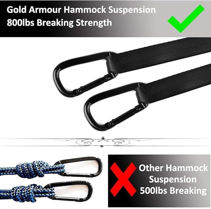 Gold Armour Camping Hammock - Portable Hammock Single Hammock Camping Accessories Gear for Outdoor Indoor Adult Kids, USA Based Brand (Peach & Pink)