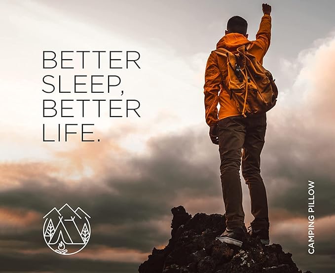 Vaverto Camping Pillow, Medium Firm Memory Foam Travel Pillow, Compressible & Portable, Breathable Washable Cover, Backpacking, Airplane & Car Travel, 12" x 18"