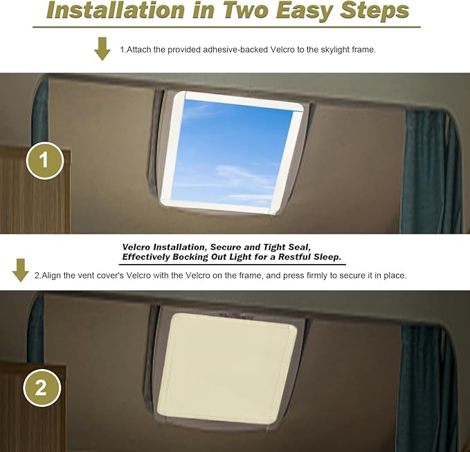 RV Roof Vent Skylight Insulator Window Cover, Sun Blackout Fabric for Camper (16 x 16 inch)- Beige