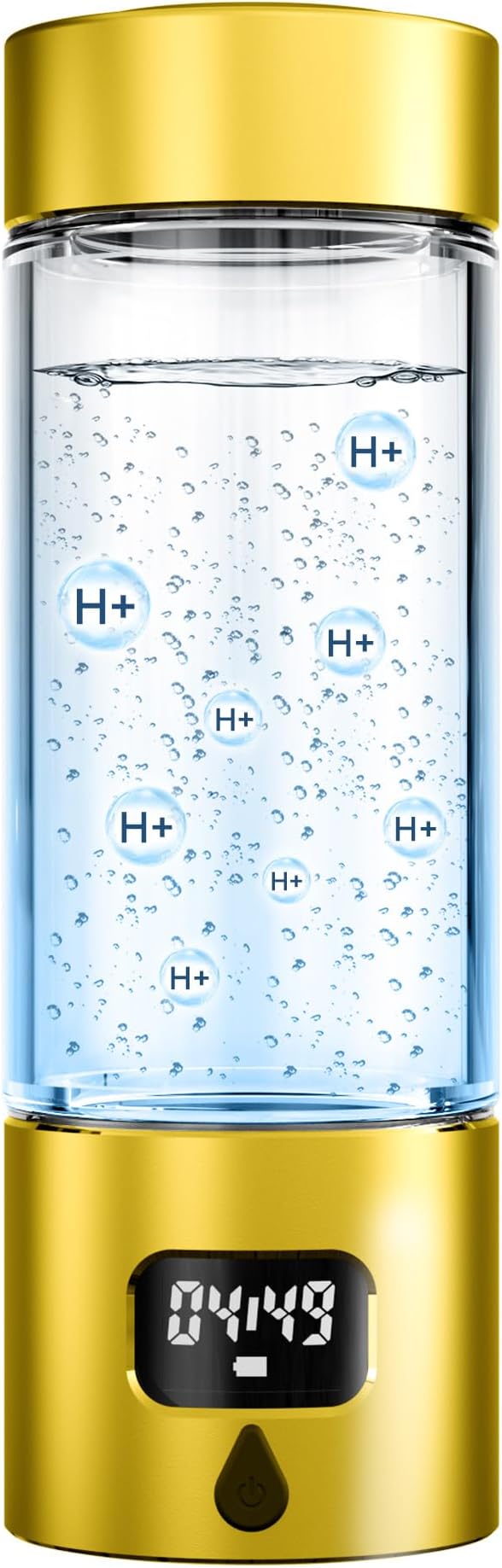 340ml Portable Hydrogen Water Bottle Generator with PEM-SPE Technology, Glass Exterior & Aluminum Shell, Produces 5000 ppb Hydrogen in 10 Minutes, for Home, Gym, Office & Travel