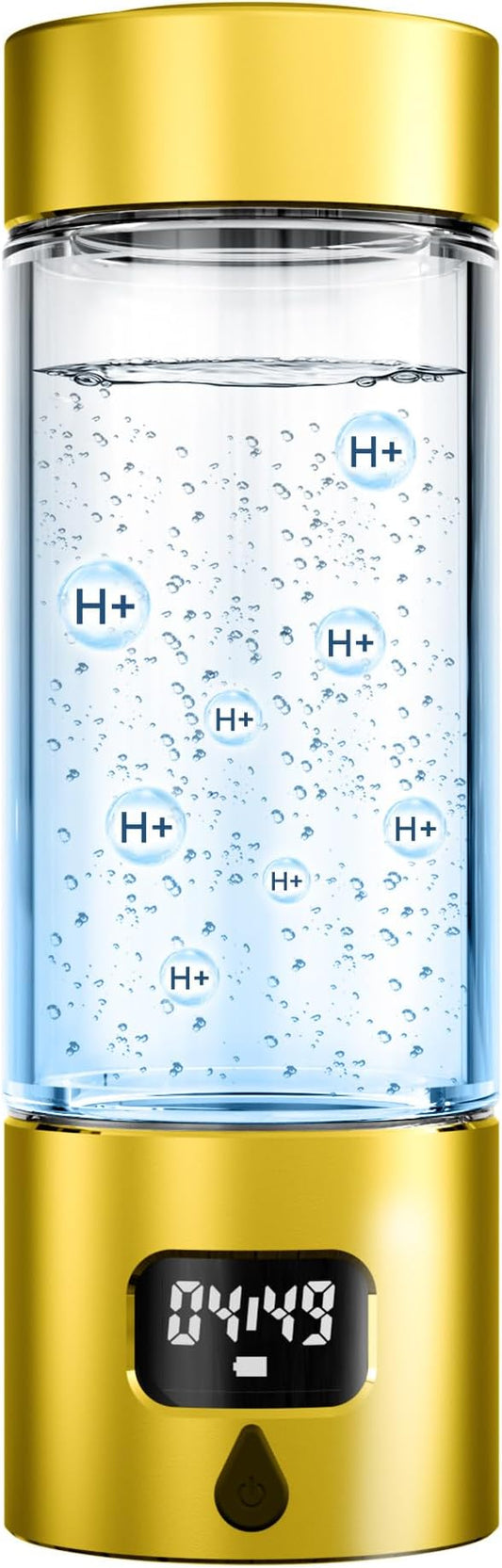 340ml Portable Hydrogen Water Bottle Generator with PEM-SPE Technology, Glass Exterior & Aluminum Shell, Produces 5000 ppb Hydrogen in 10 Minutes, for Home, Gym, Office & Travel
