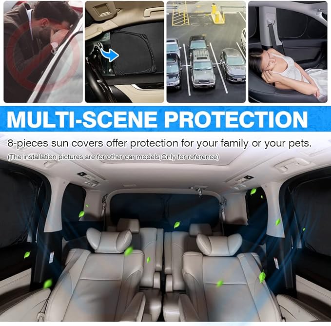 T TGBROS Windshield Sun Shade for Nissan Rogue 2014-2020 Car Window Shades Thicken UV Block and Blackout Privacy Foldable Sunshades 8PCS Accessories Keep Cool Sun Visor Covers