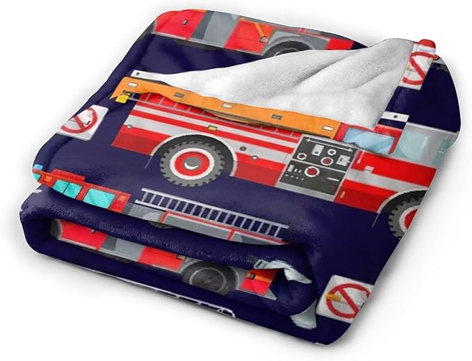 Fire Truck Blanket Soft Cozy Truck Plush Throw Blanket Warm Firefighter Car Flannel Fleece Bedding Stuff Decor Blanket Gifts for Lover Teens Kids Girls Boys Women Adults Bed Travel 60"x80"