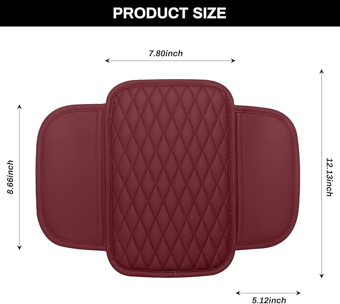 Car Center Console Cover, Upgraded Microfiber Leather Car Arm Rest Cover with 2 Storage Bags, Universal Armrest Cover for Car Storage Box Car Interior Accessories Protector for Most Vehicle-Red