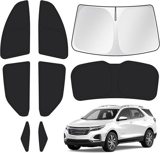 T TGBROS Windshield Sun Shade for Equinox 2018-2023 2024 Car Window Shades Thicken UV Block and Blackout Privacy Foldable Sunshades 8PCS Accessories Keep Cool Sun Visor Covers