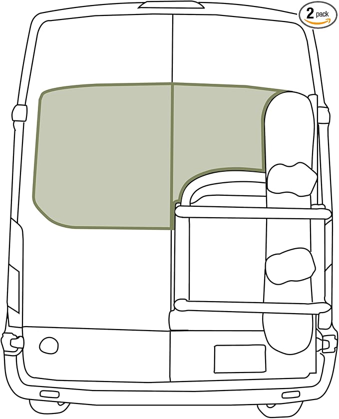 VanEssential Full Plastic Trim Rear Door Window Cover (Pair) Designed for Ford Transit Medium/High Roof Van Year 2015 to Current - Charcoal Gray