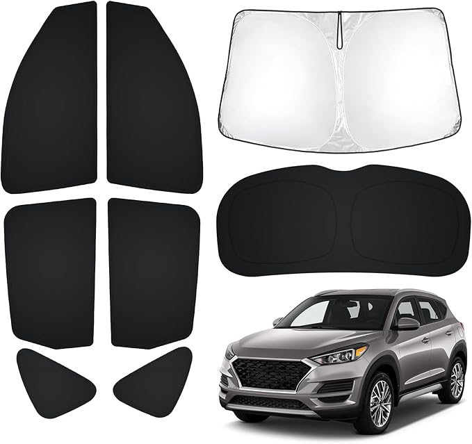 T TGBROS Windshield Sun Shade for Hyundai Tucson 2016-2021 Car Window Shades Thicken UV Block and Blackout Privacy Foldable Sunshades 8PCS Accessories Keep Cool Sun Visor Covers