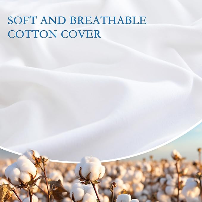 YOUR MOON Memory Foam Travel Size Pillow, Pure Cotton Cover, Small Compressible Camping Pillow for Sleeping, Portable Backpacking Support Pillows for Hiking, Car(White Blue)