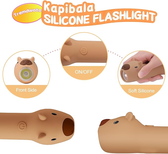 Capibala Kid‘s Flashlight Rechargeable, LED Kid Flashlight for Boys and Girls, Suitable for Camping and Outdoor Exploration Students, Fun and Lightweight Flashlight, Birthday Gift