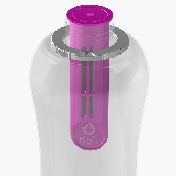 Dafi Sport Water Bottle with Filter PINK | 24 oz | personal reusable water bottle, backpacking filter replacement, tap water straw purifier, water for travel | Made in Europe