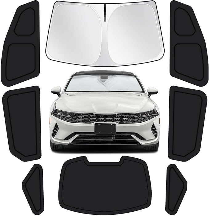 for KIA K5 2021-2024 Car Window Shades, 8pcs Privacy Sun Shade Set for Front Windshield Side and Rear Windows, Full Window Covers Keeps Vehicle Cool for Camping Napping