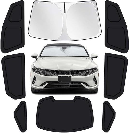 for KIA K5 2021-2024 Car Window Shades, 8pcs Privacy Sun Shade Set for Front Windshield Side and Rear Windows, Full Window Covers Keeps Vehicle Cool for Camping Napping