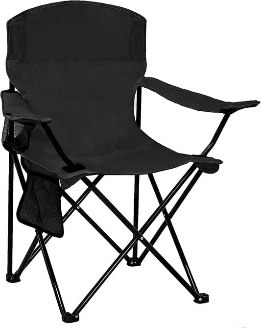 Folding Camping Chair with Cup Holder & Side Storage Bag 300lbs Capacity Lightweight High Back Portable for Beach, Picnic, Sport, Black