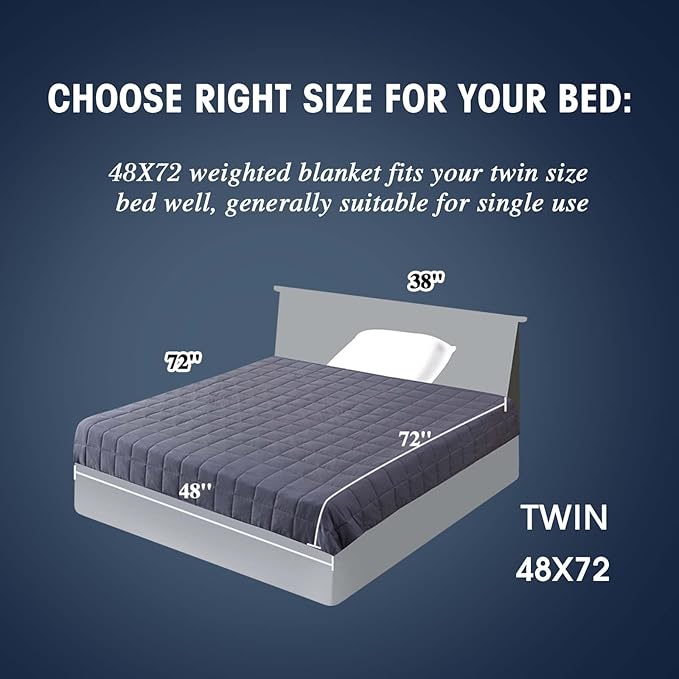 yescool Weighted Blanket for Adults (17 lbs, 48" x 72", Grey) Cooling Heavy Blanket for Sleeping Perfect for 160-180 lbs, Twin Size Breathable Blanket with Premium Glass Bead, Machine Washable